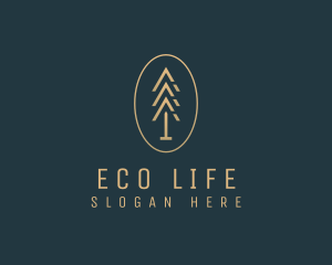 Gold Pine Tree Forest logo design