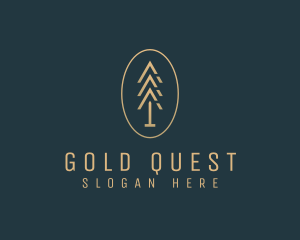 Gold Pine Tree Forest logo design