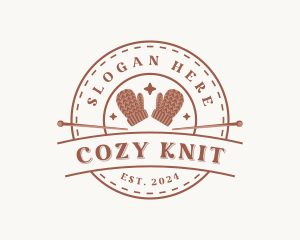 Crochet Knitting Mittens logo design
