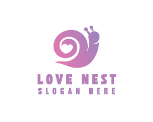 Snail Love Heart logo design