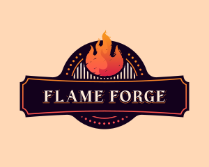 Barbeque Fire Grill logo design