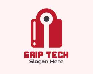 Red Tech Lock logo design