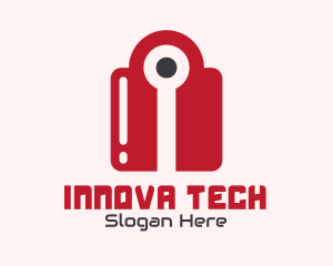 Red Tech Lock logo design