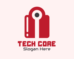 Red Tech Lock logo design