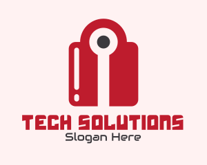 Red Tech Lock logo design