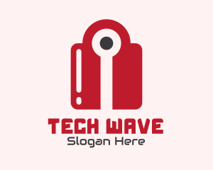 Red Tech Lock logo design