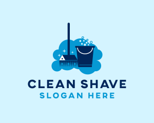 Home Cleaning Bucket Broom logo design