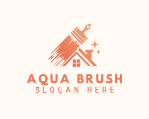 Orange Paintbrush Home logo design