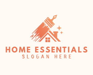 Orange Paintbrush Home logo design