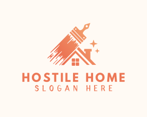 Orange Paintbrush Home logo design