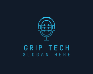 Tech Microphone Headphones logo design