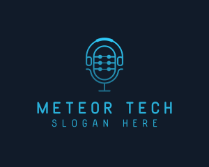 Tech Microphone Headphones logo design