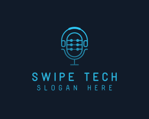 Tech Microphone Headphones logo design