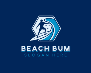 Wave Surfing Surfer logo design