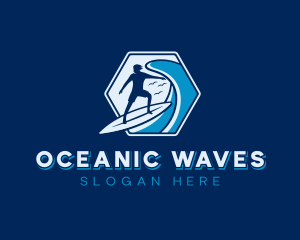 Wave Surfing Surfer logo design