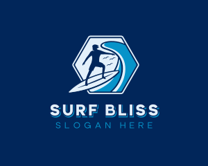 Wave Surfing Surfer logo