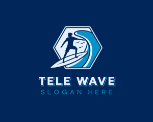 Wave Surfing Surfer logo design