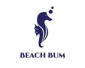 Blue Seahorse Bubble logo design