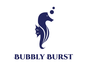 Blue Seahorse Bubble logo design