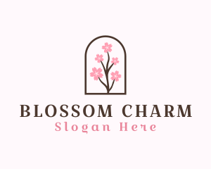 Sakura Flower Branch logo design