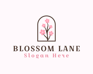 Sakura Flower Branch logo design