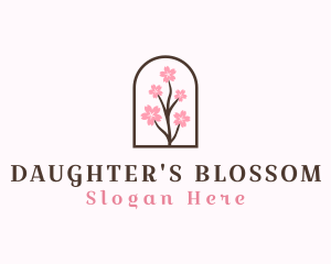 Sakura Flower Branch logo design