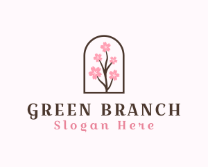 Sakura Flower Branch logo design