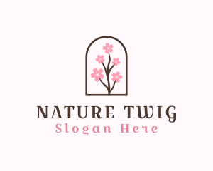 Sakura Flower Branch logo design