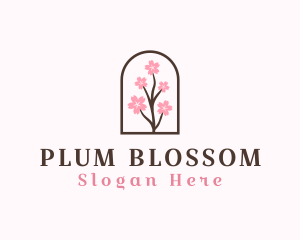 Sakura Flower Branch logo design