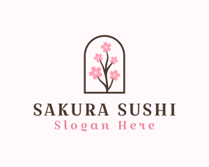 Sakura Flower Branch logo design