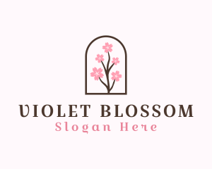 Sakura Flower Branch logo design