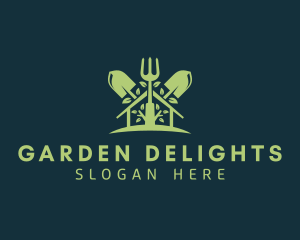 Plant Garden Shovel Rake logo design