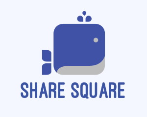 Blue Square Whale logo design
