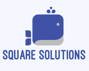 Blue Square Whale logo design