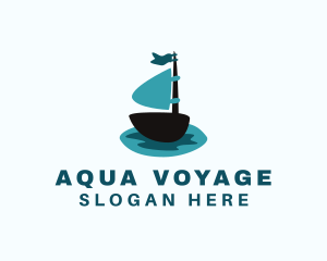 Ocean Water Sailboat logo design