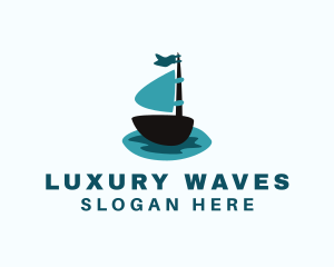 Ocean Water Sailboat logo design