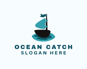 Ocean Water Sailboat logo design