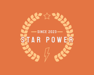 Lightning Star Wreath logo design