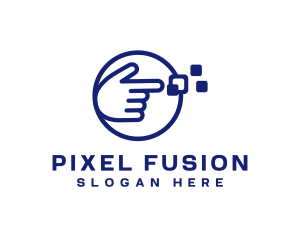 Cursor Hand Pixel logo design