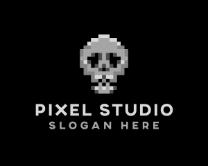 Pixel Gaming Skull logo design