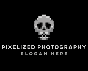 Pixel Gaming Skull logo design