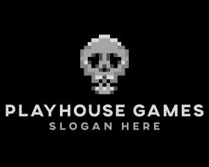 Pixel Gaming Skull logo design