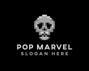 Pixel Gaming Skull logo design