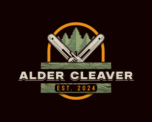 Chainsaw Pine Woodcutter logo design