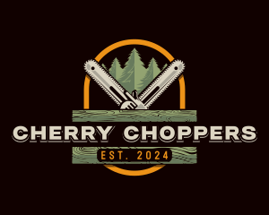 Chainsaw Pine Woodcutter logo design