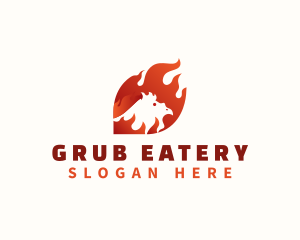 Roasted Chicken Flame logo design