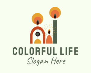 Colorful Candle Flame logo design