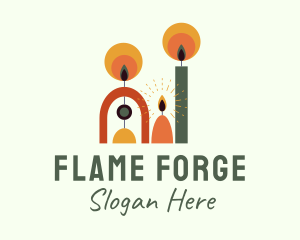 Colorful Candle Flame logo design