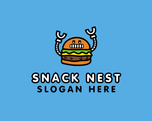 Robot Burger Snack logo design