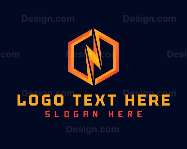 Hexagon Lightning Bolt Logo